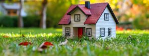 Miniature house model on grass, symbolizing real estate transactions and home selling strategies in Winston Salem.