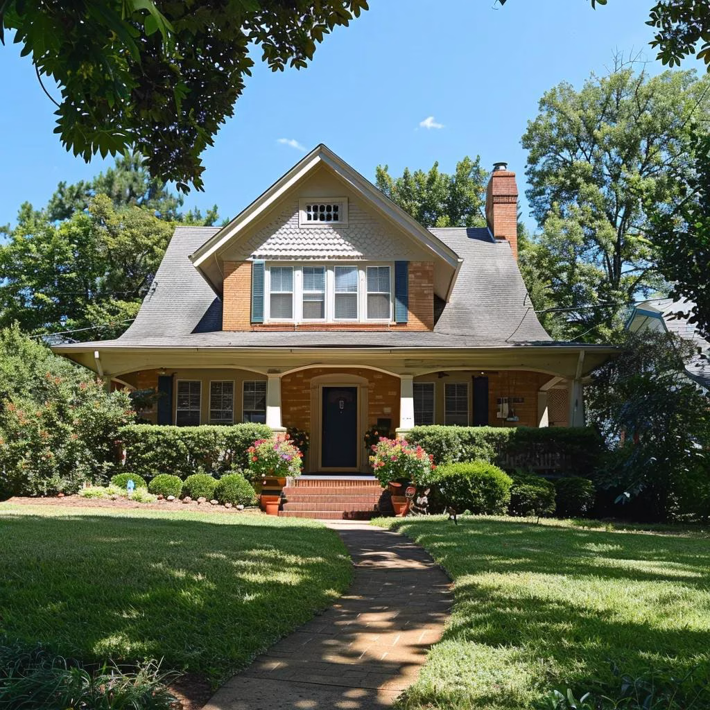 Charming house in Winston-Salem with a welcoming front porch and lush greenery